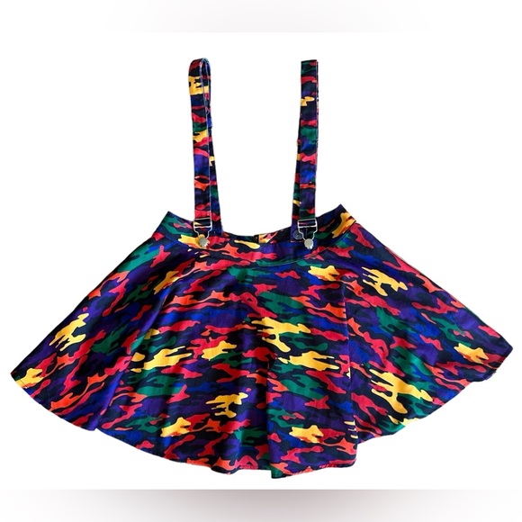 JAWBREAKER Colorful Camo Suspender Mini Skirt Size L “Now You See Me” - Picture 2 of 12